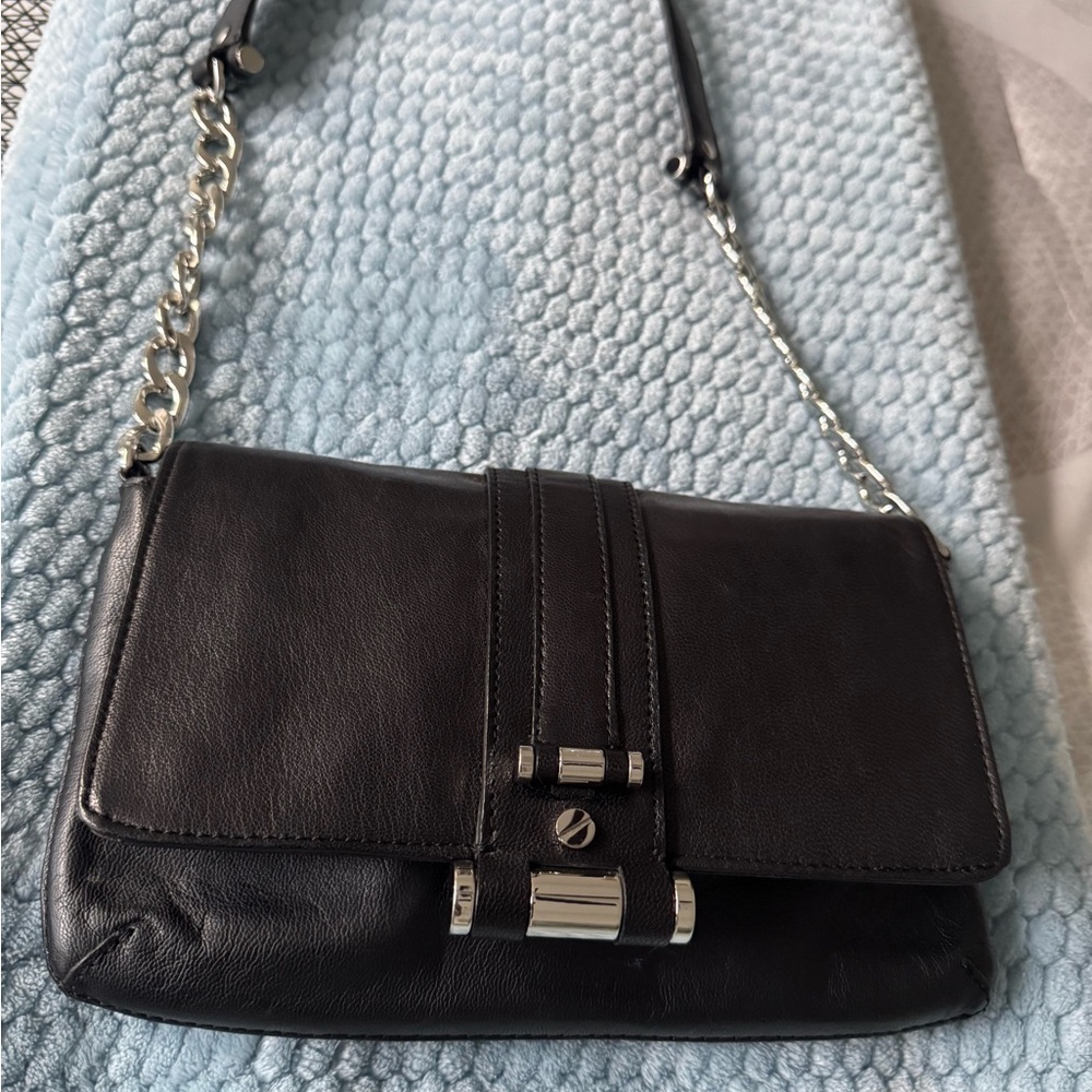 Elegant Black Leather Michael Kors Shoulder Bag New